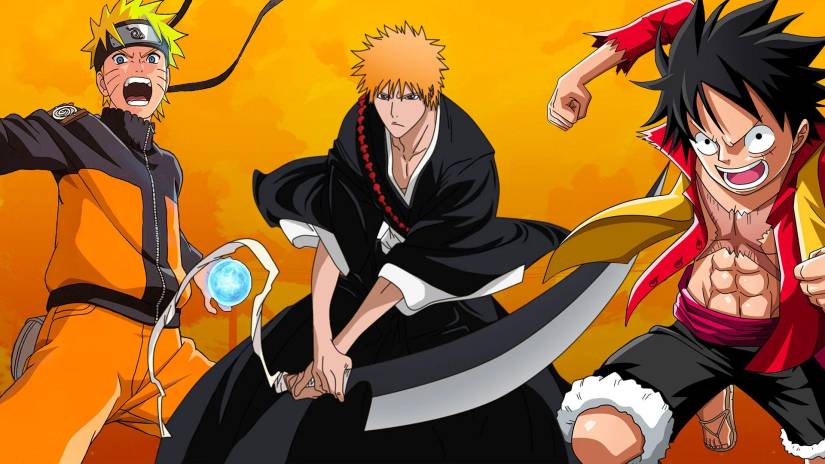 Main characters of Naruto, One Piece and Bleach