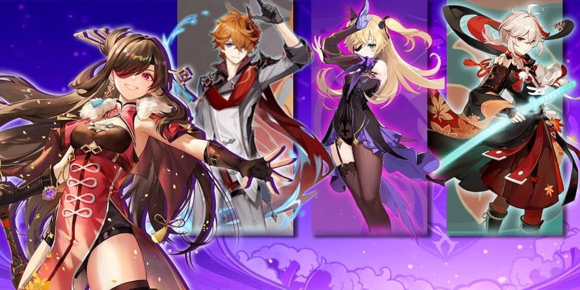 beidou, childe, fischl, and kazuha in genshin impact