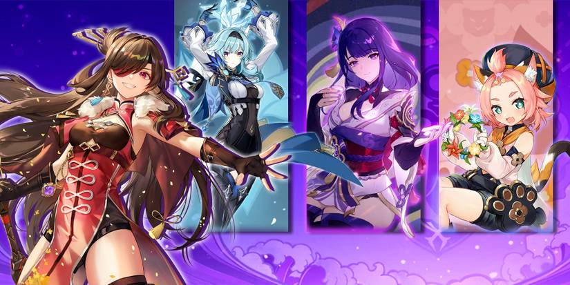 beidou, eula, raiden shogun, and diona in genshin impact
