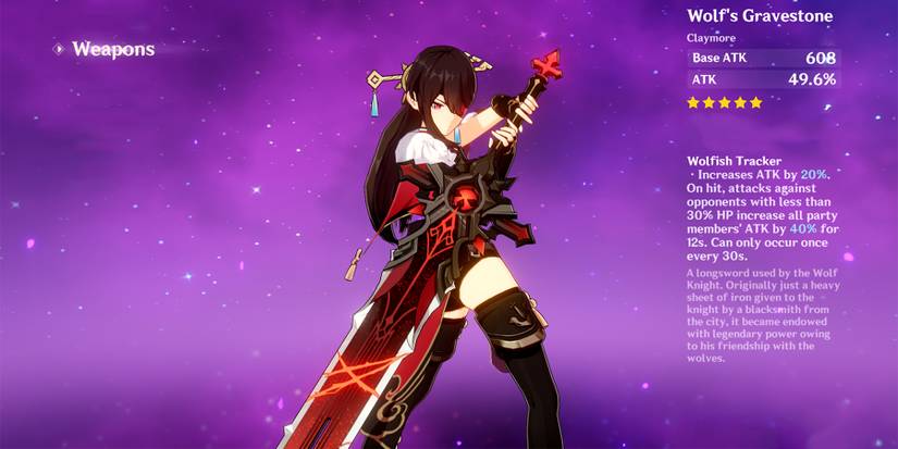 beidou holding wolf's gravestone in genshin impact