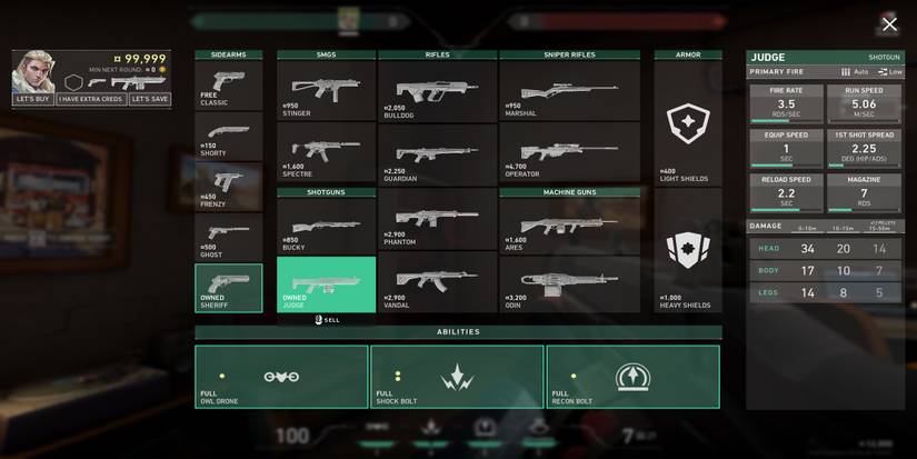 All Guns in Valorant Menu - Judge