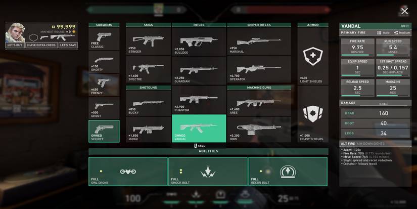 All Guns in Valorant Menu - Vandal