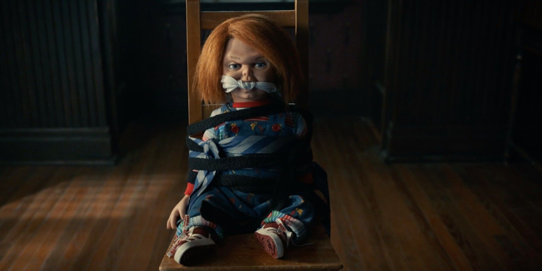 Chucky tied to chair in Chucky season 2, episode 2