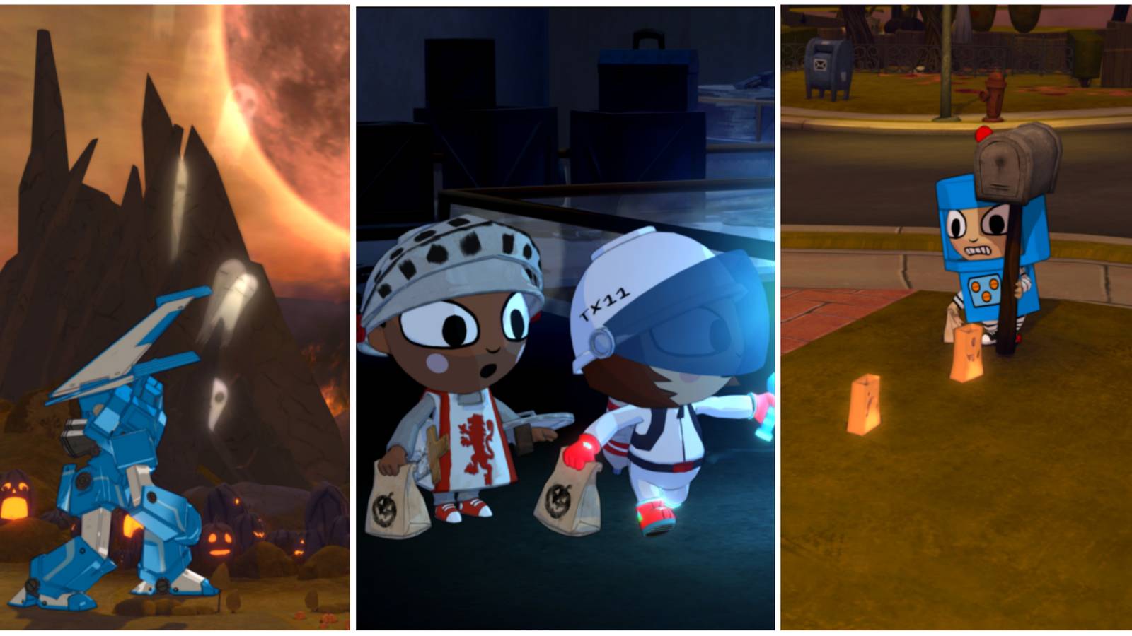 costume quest robot costume battle, characters in knight and space warrior costumes, character in robot costume featured