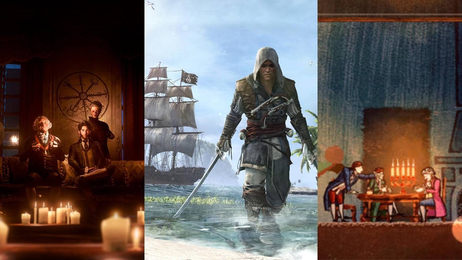 council members in The Council, Edward in Assassin’s Creed IV Black Flag, people in the tavern in Card Shark
