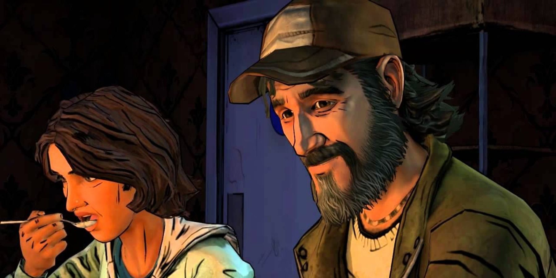 Kenny and Sarita eating dinner in The Walking Dead