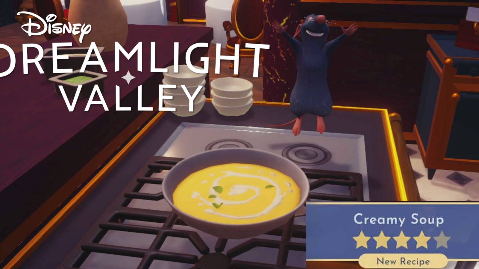 disney dreamlight creamy soup and logo