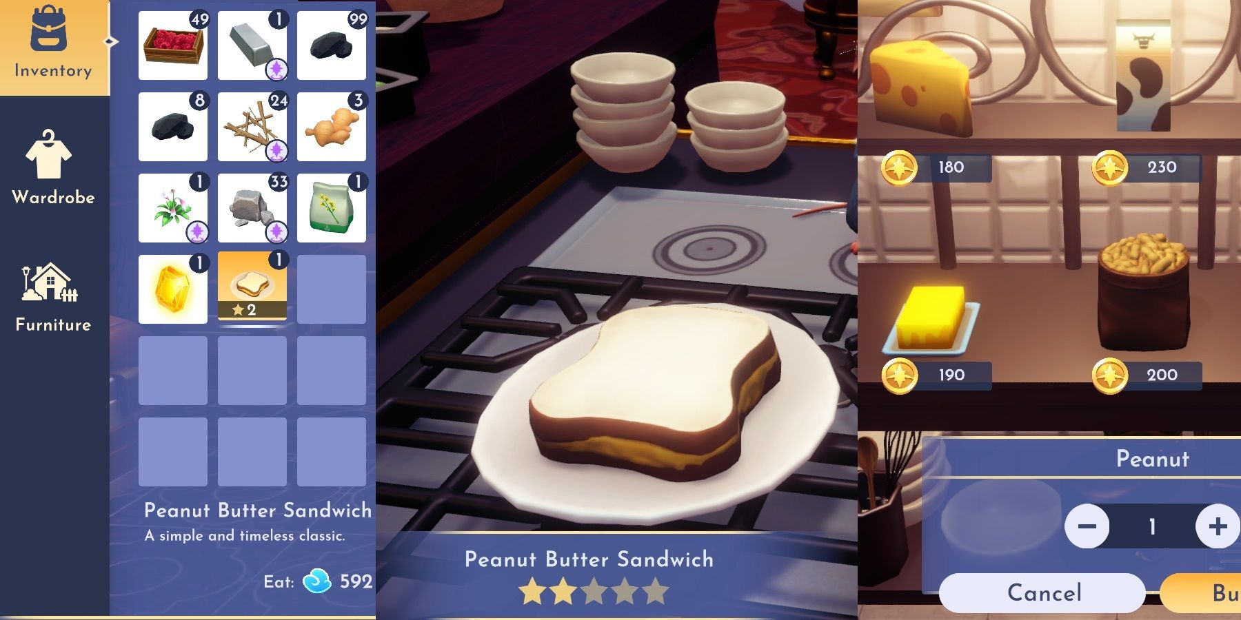 Disney Dreamlight Valley How to Make Peanut Butter Sandwich