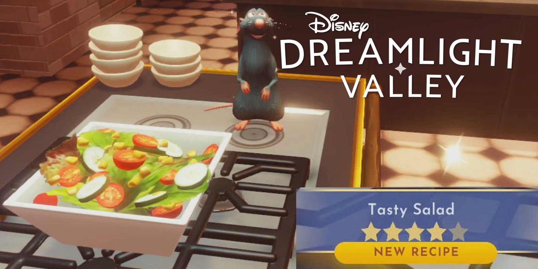 disney dreamlight valley tasty salad and logo