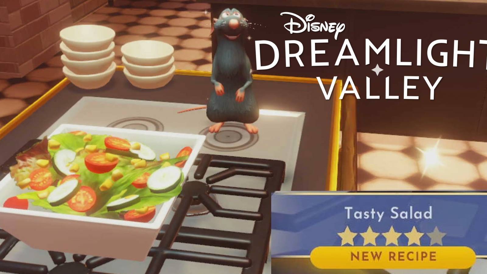 disney dreamlight valley tasty salad and logo