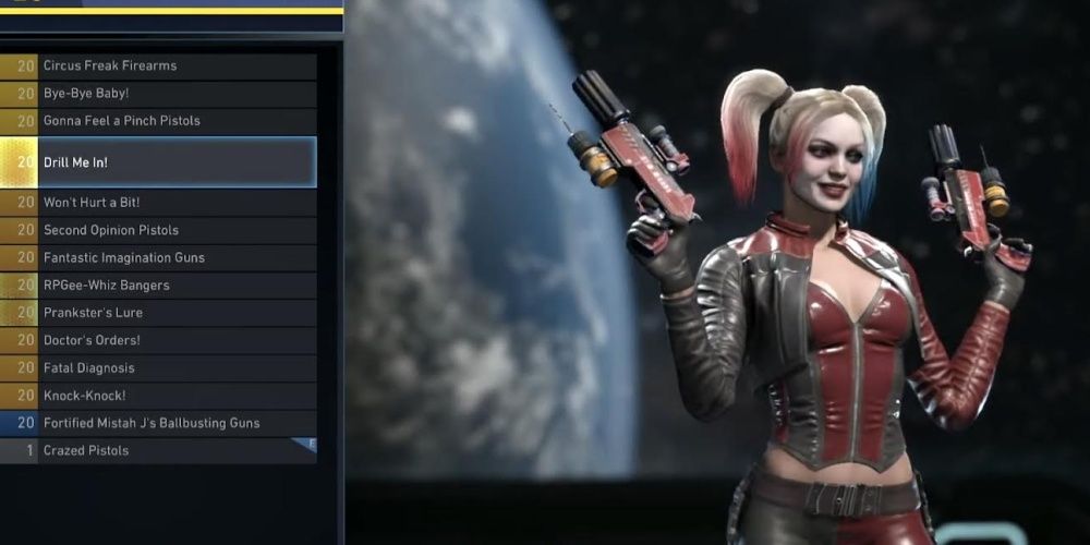 drill me in pistols for harley quinn in injustice 2