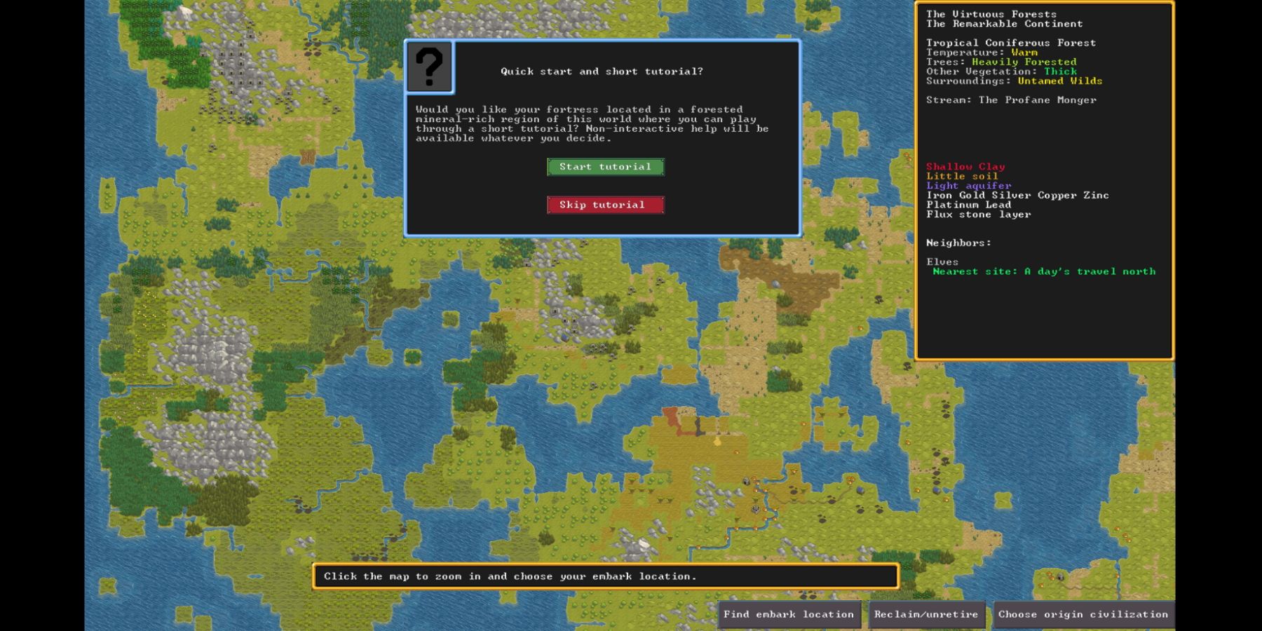 dwarf fortress tutorial screen