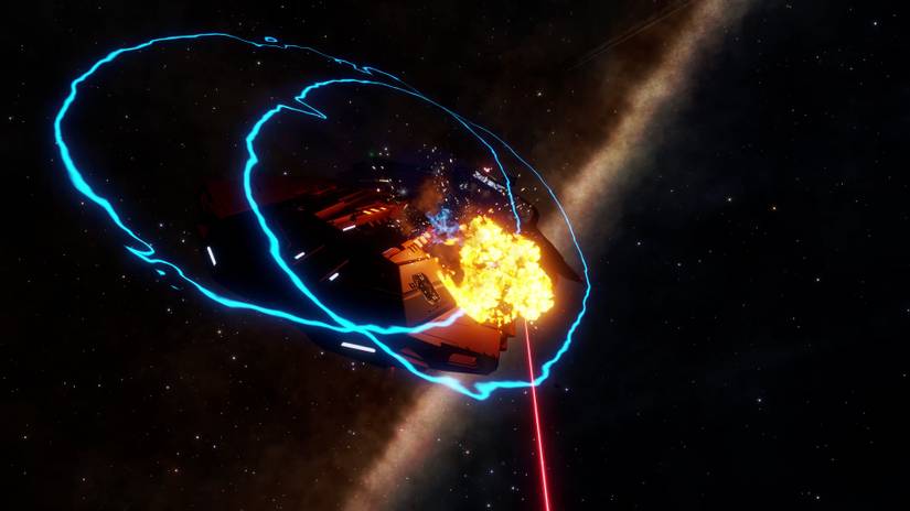 A corvette's shield taking a large explosion