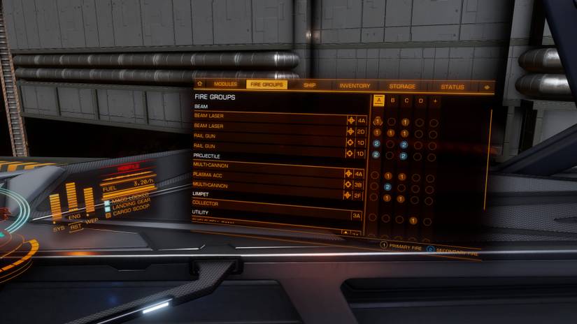 The fire group setup for the railguard build