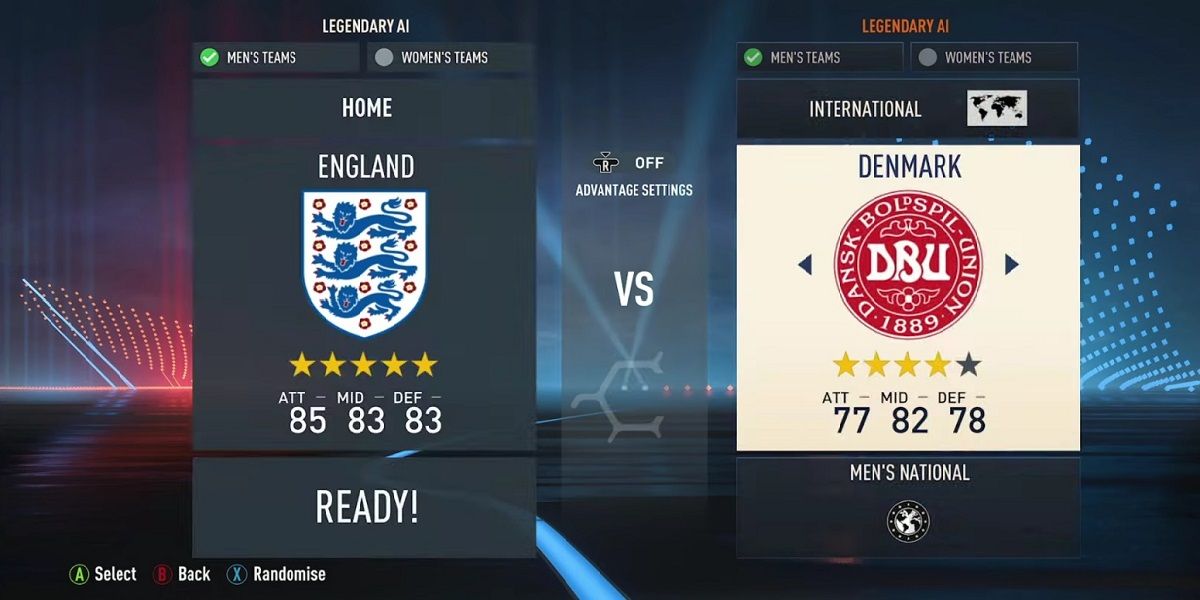 England FIFA 23 Rating vs. Denmark Screenshot International