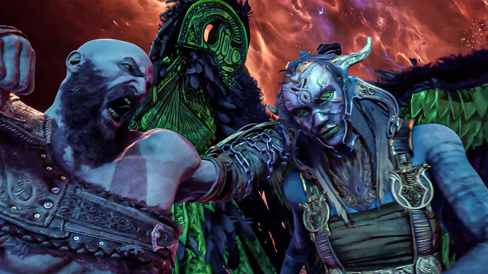 Kratos fighting an enemy in God of War Ragnarok