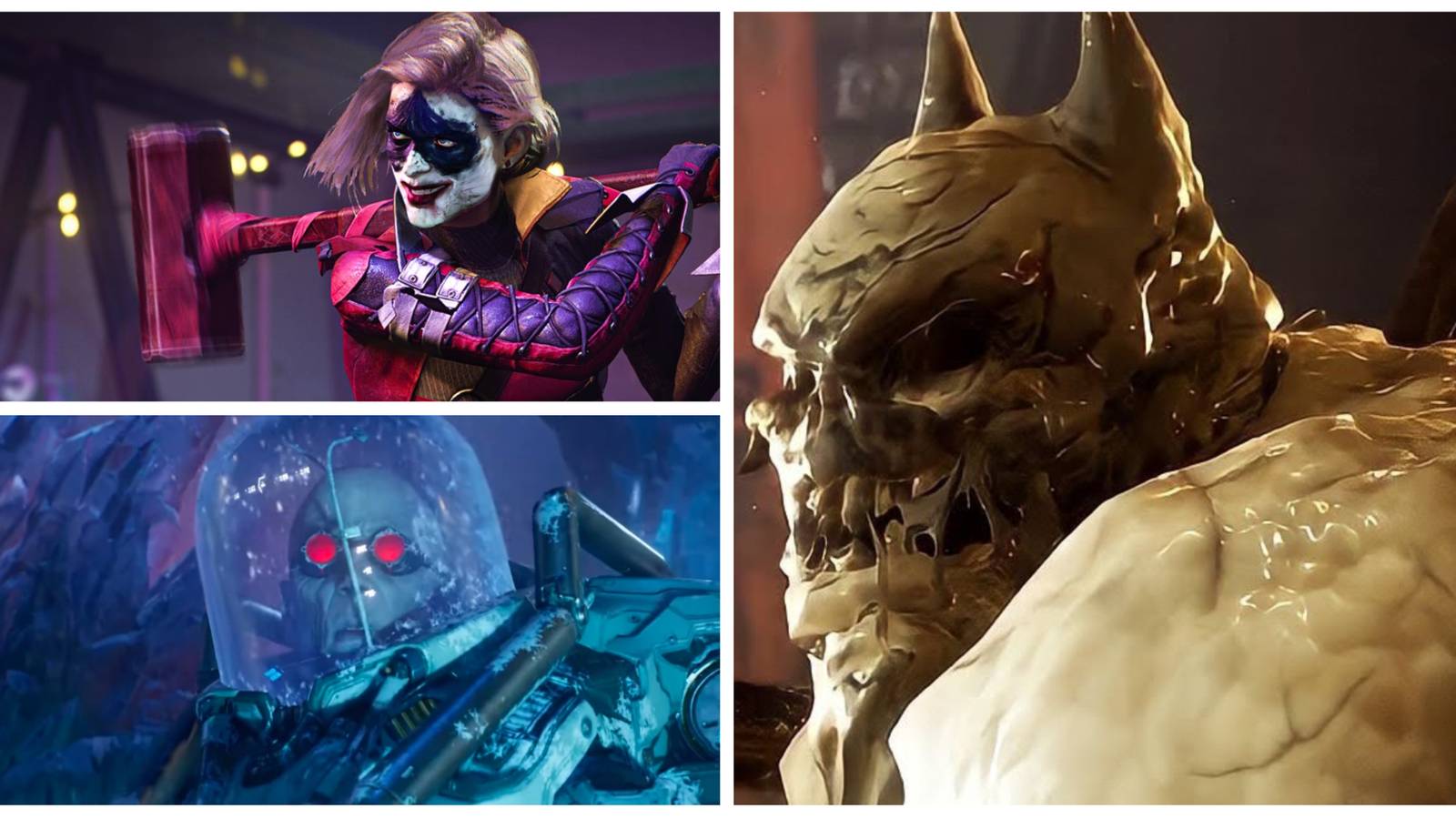 harley quinn, mr freeze and clayface from gotham knights