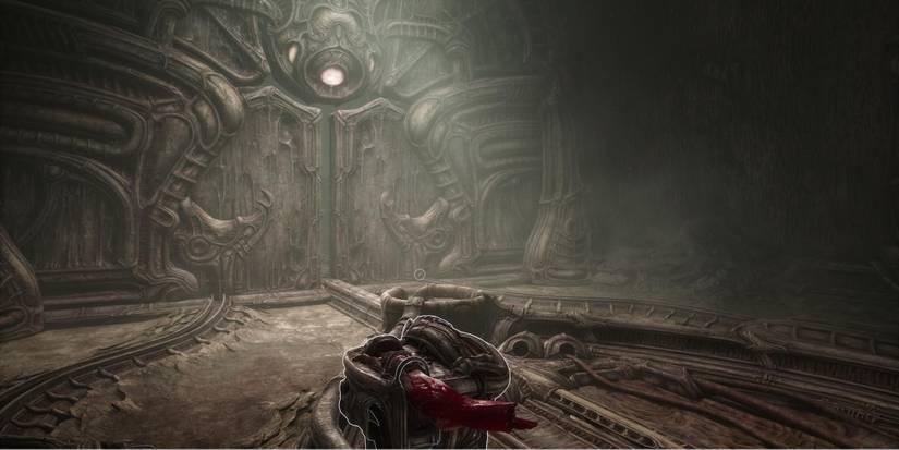 placing hand in terminal to open door