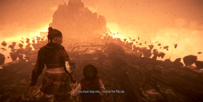 hugo talking with amicia in a plague tale requiem