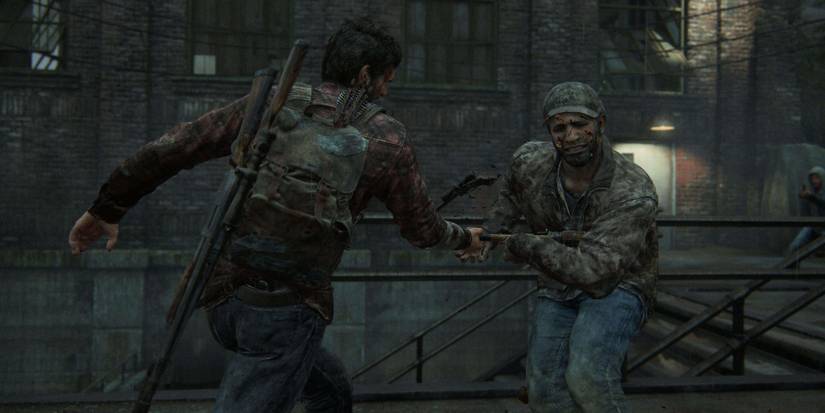 Joel fighting enemies at Tommy's Dam in The Last of Us