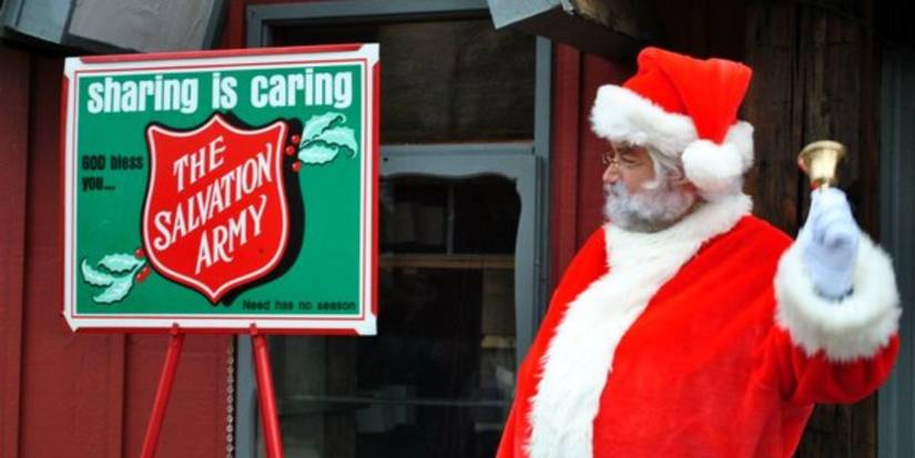 Santa in front of The Salvation Army 