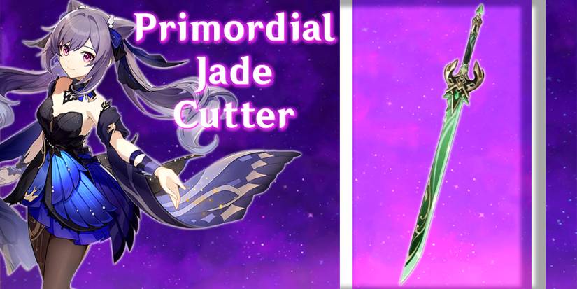 keqing holding primodial jade cutter in genshin impact