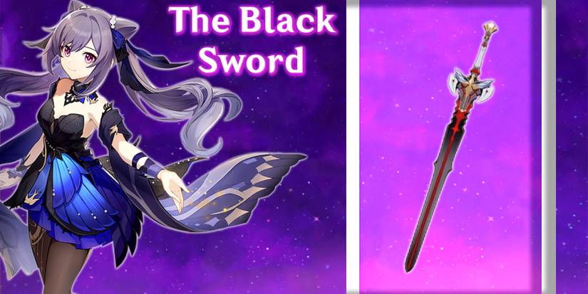 keqing holding the black sword in genshin impact