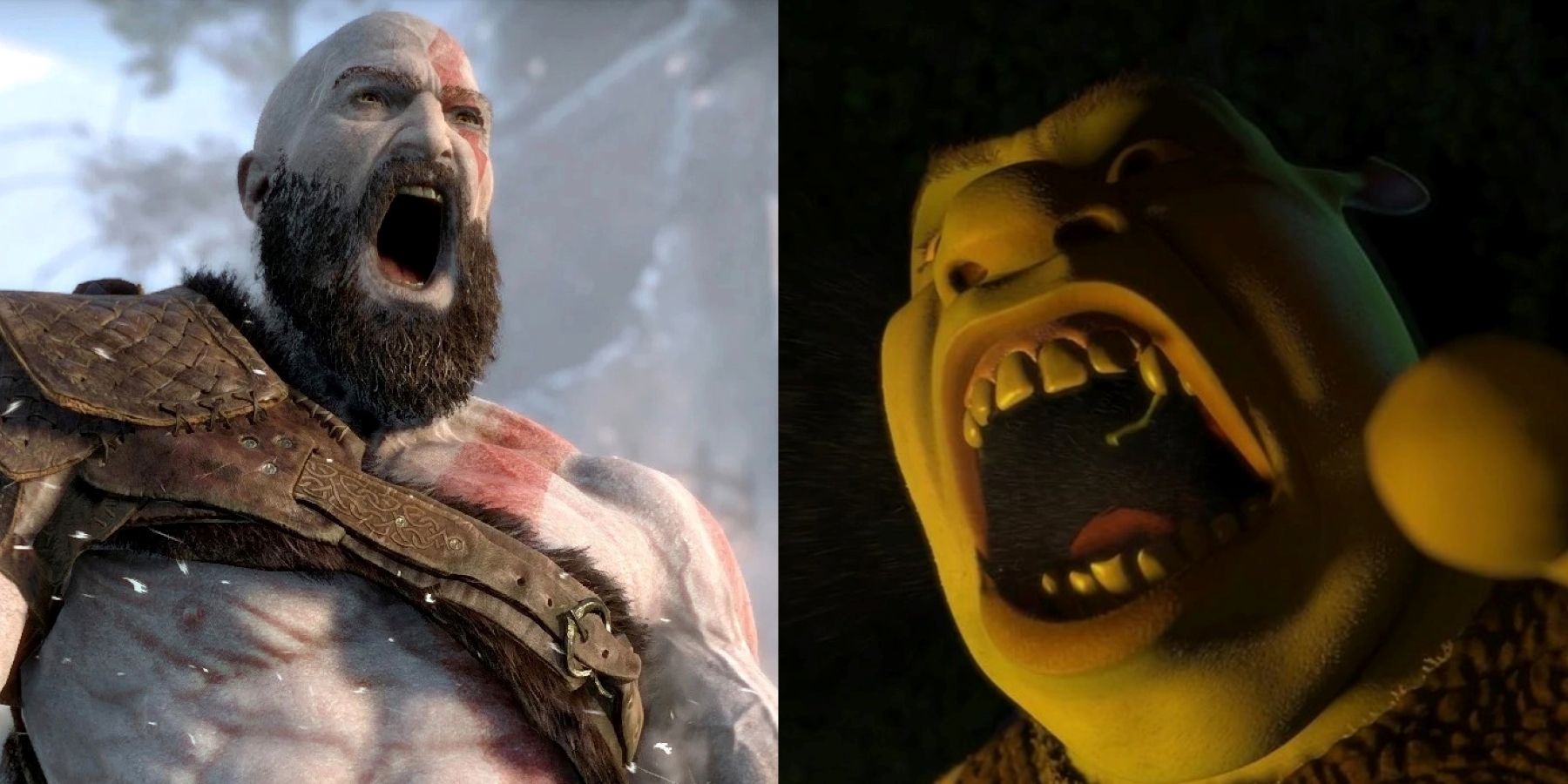 kratos and shrek comparison