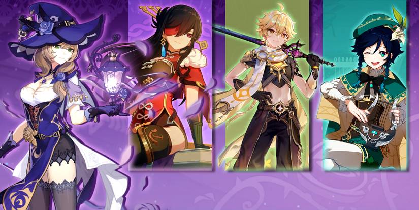 lisa, beidou, dendro mc, and venti in genshin impact