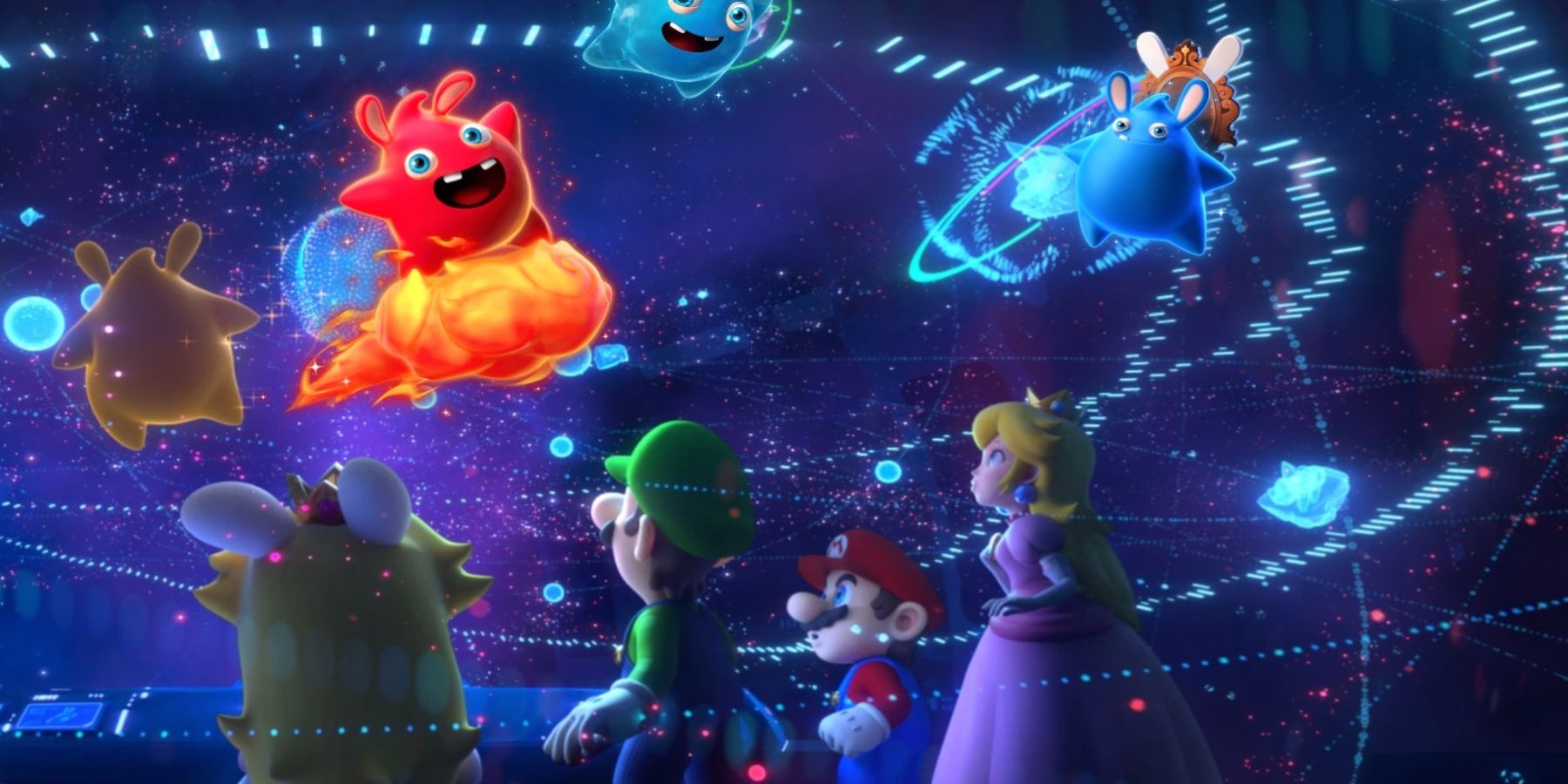 mario rabbids sparks of hope characters looking space