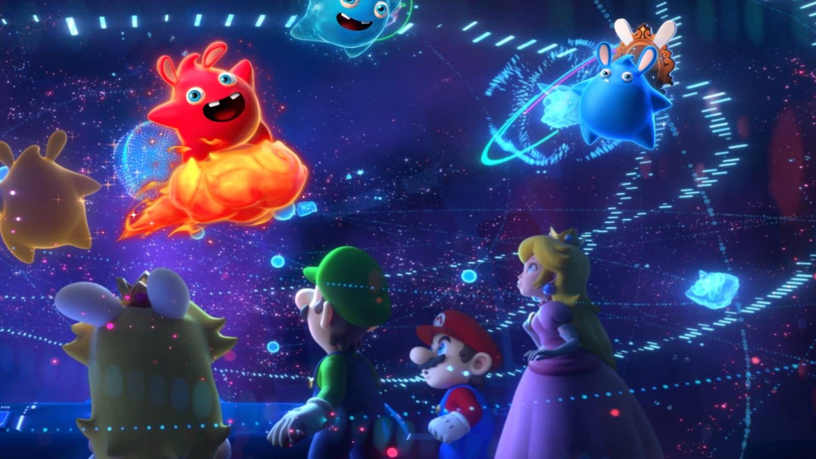 mario rabbids sparks of hope characters looking space