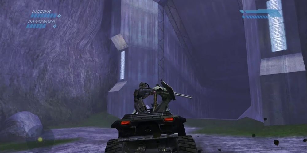 master chief and cortano look at a cave formation in halo: combat evolved