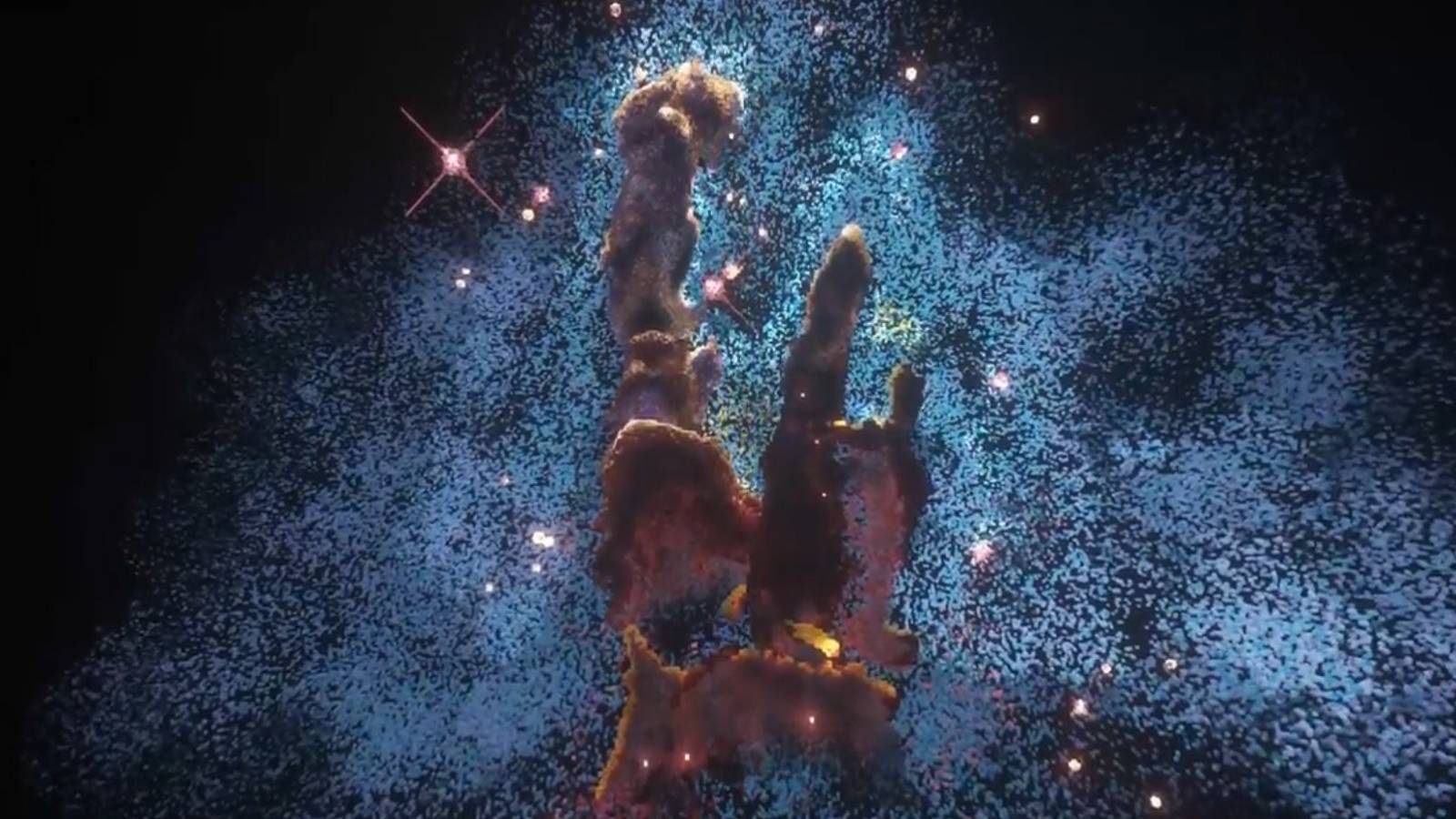 Image showing a spectaculr nebula only created in Minecraft.