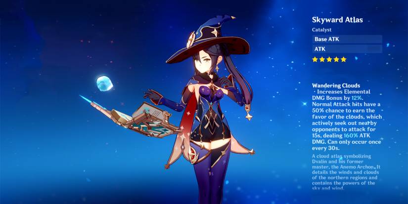 mona holding skyward atlass in genshin impact