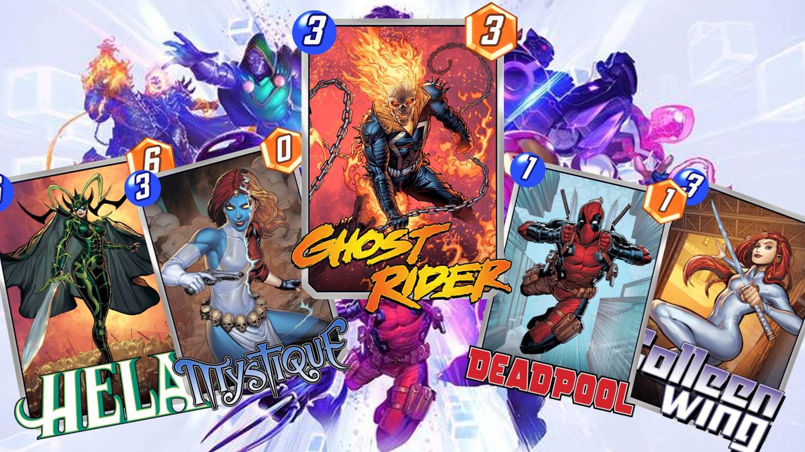 marvel snap cards ghost rider mystique colleen wing deadpool hela