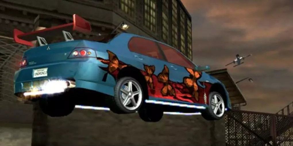 nfs underground 2 player doing a jump with their car