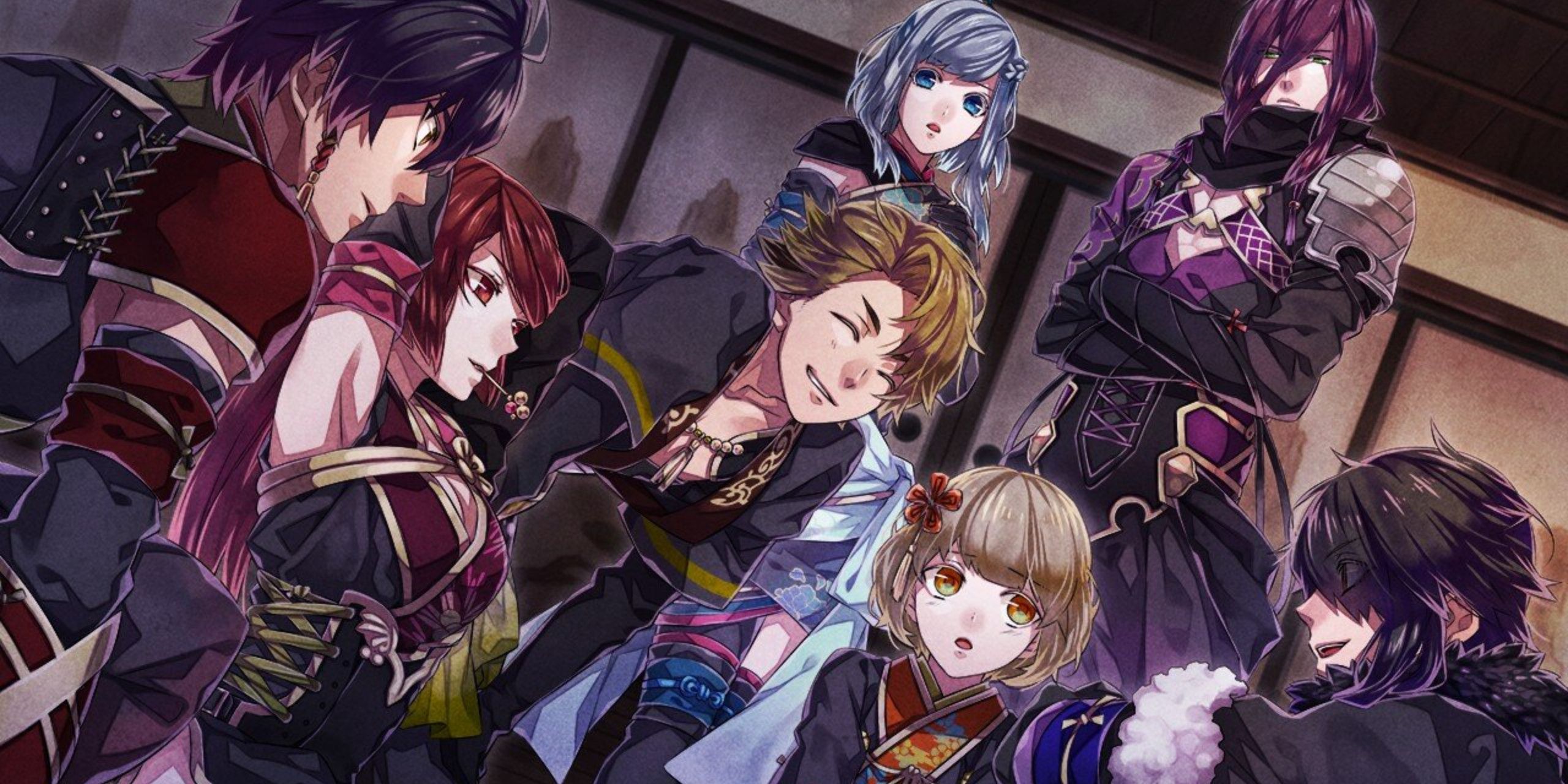 Otome game Nightshade with silver-haired main character Enju and her four love interests