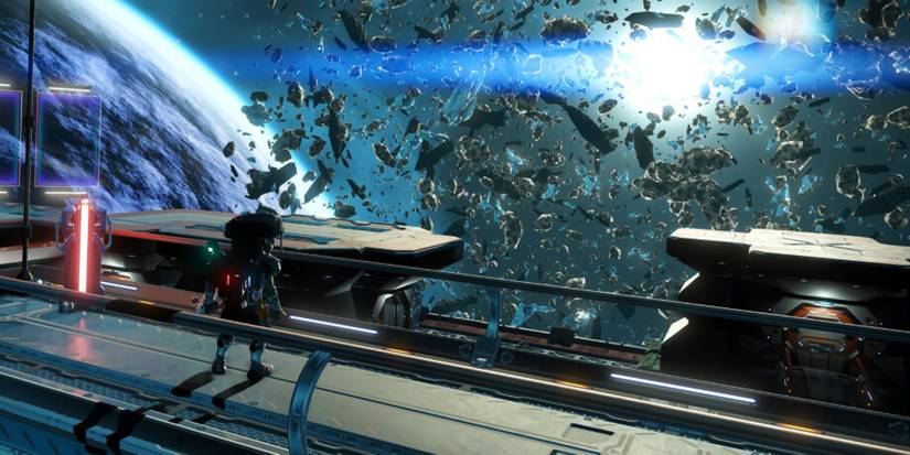 no man sky player looking at something in the space infront of them 