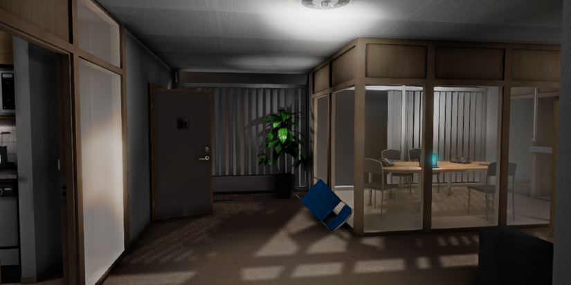 A fallen chair in the horror game One Late Night