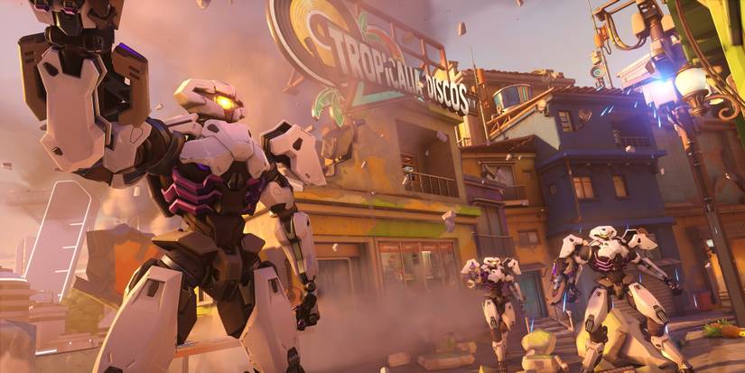overwatch 2 three robots on a street 