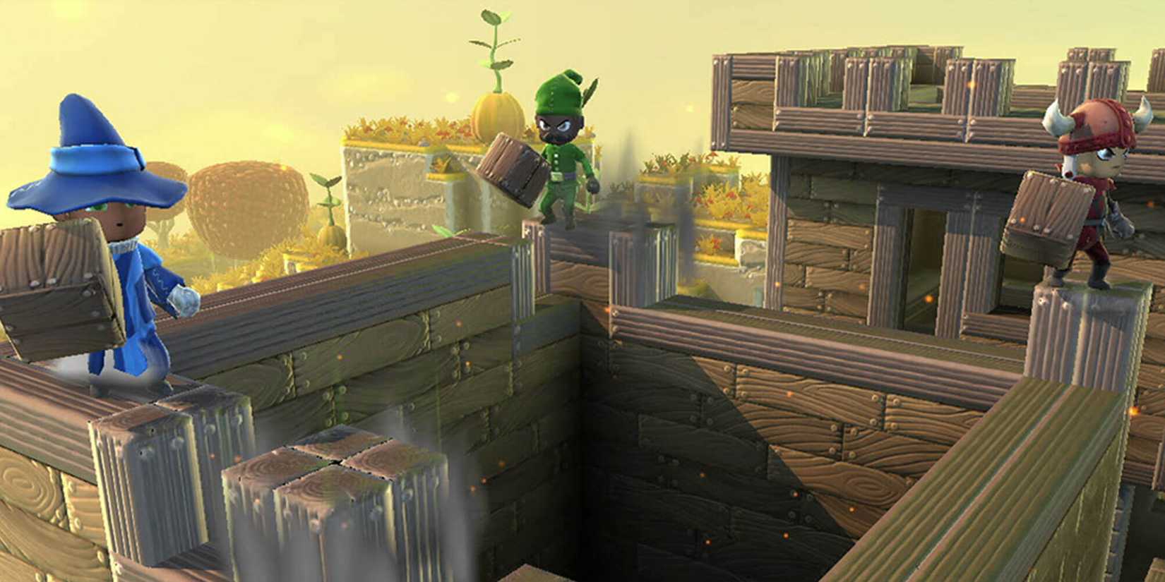 portal knights co-op gameplay on castle roof