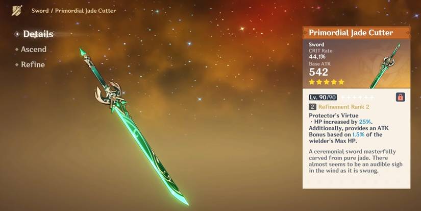 primodial jade cutter in genshin impact