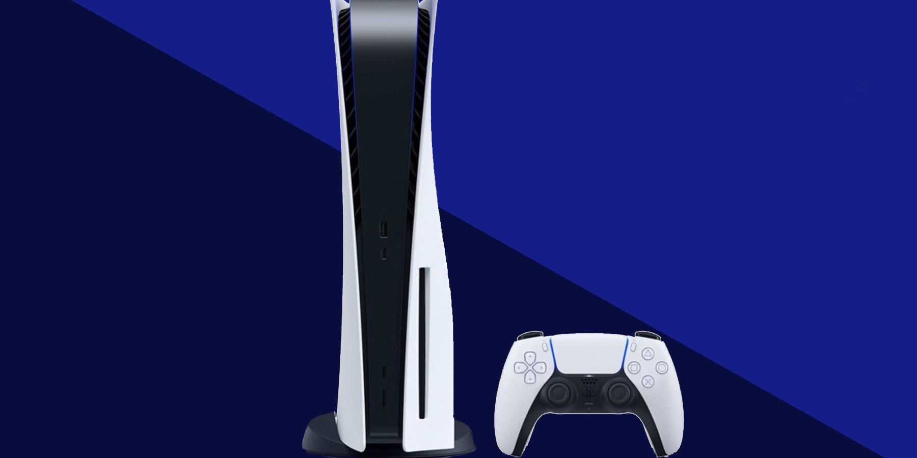 ps5 and controller with blue background