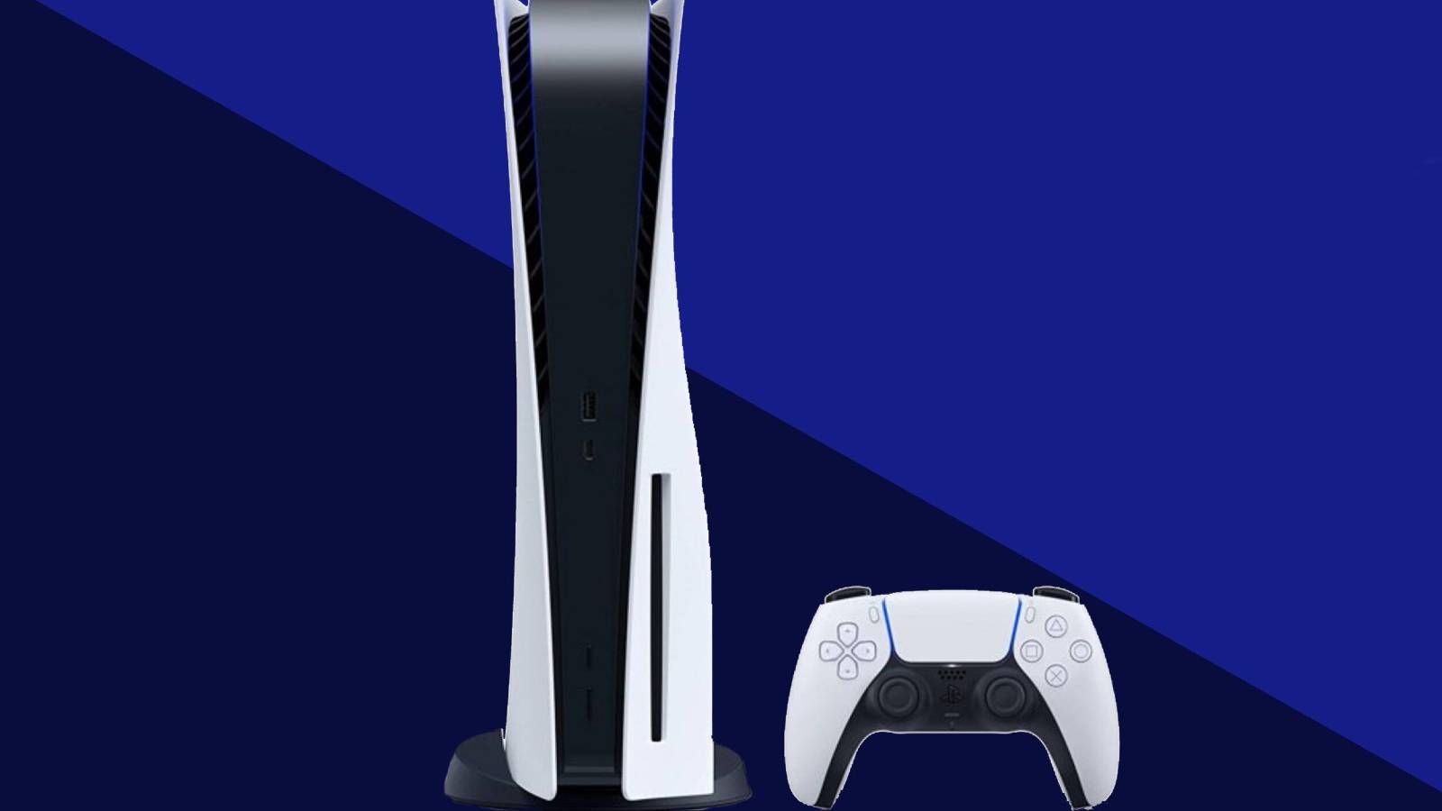 ps5 and controller with blue background