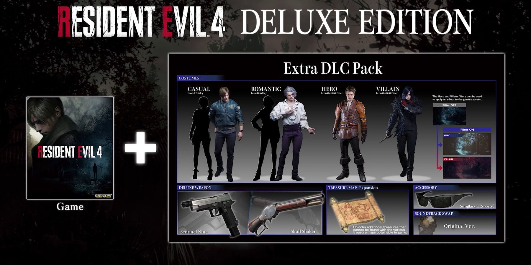 Picture of the content included with the Resident Evil 4 Remake Deluxe Edition