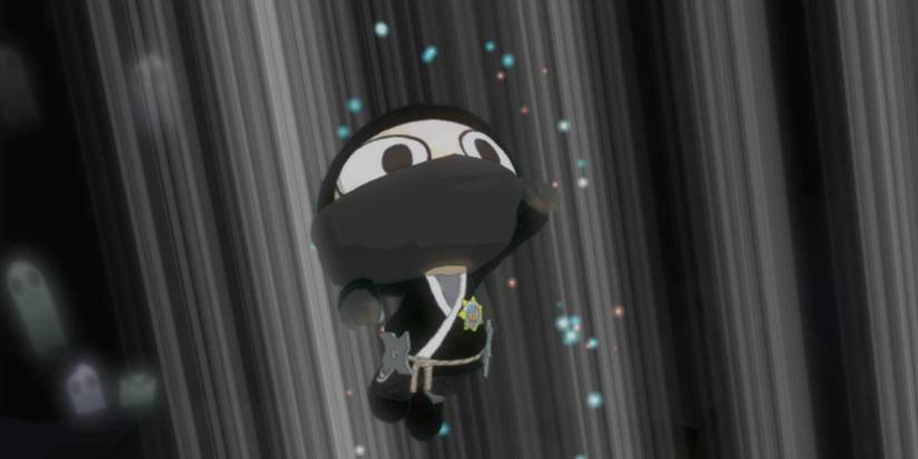 reynold donning the ninja costume in battle