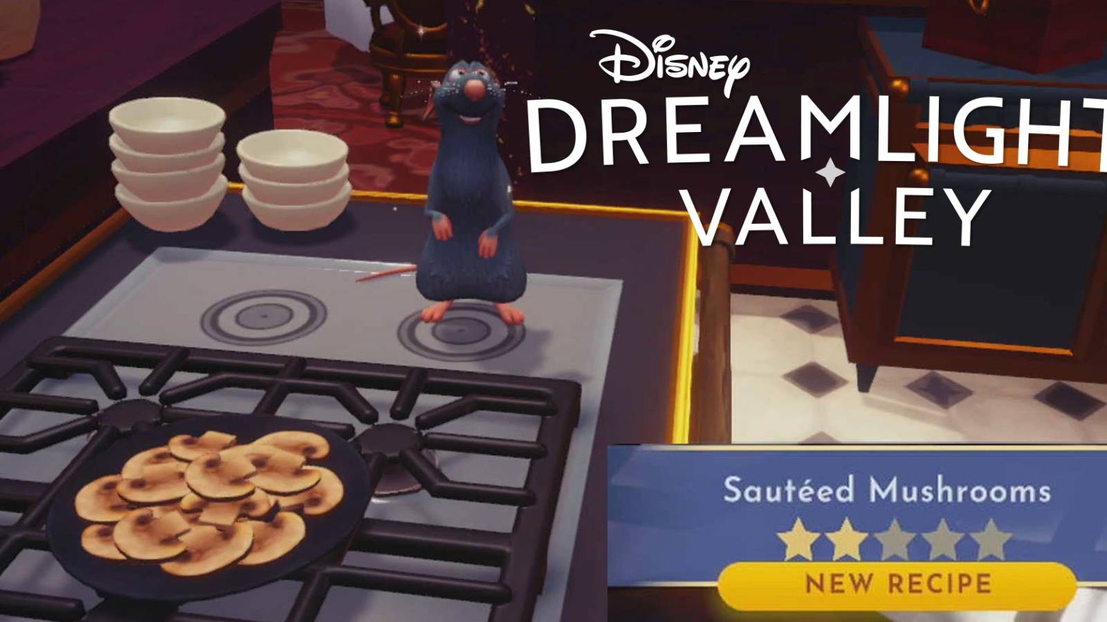 sauteed mushrooms and logo disney dreamlight