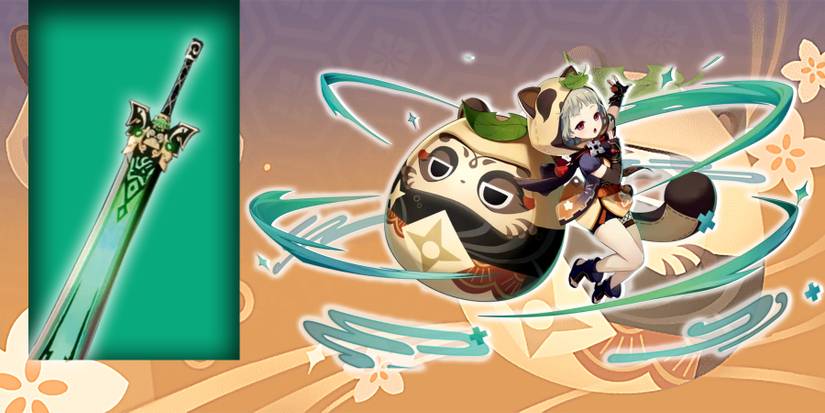 sayu with rain slasher in genshin impact