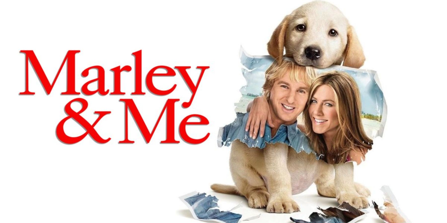Owen Wilson, Jennifer Aniston, and Marley the dog in Marley and Me
