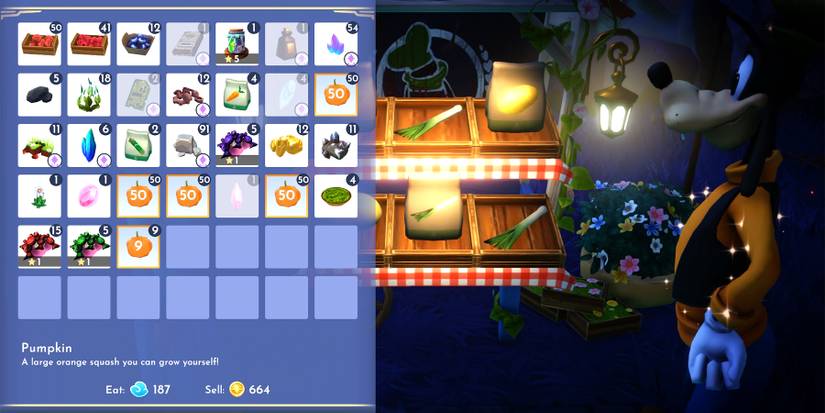 selling pumpkins in disney dreamlight valley